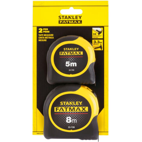 Stanley – Mètre déroulant 5 m et 8 m – Bande revêtue polyester résistante à l'abrasion – Précision classe II – FMHT317250