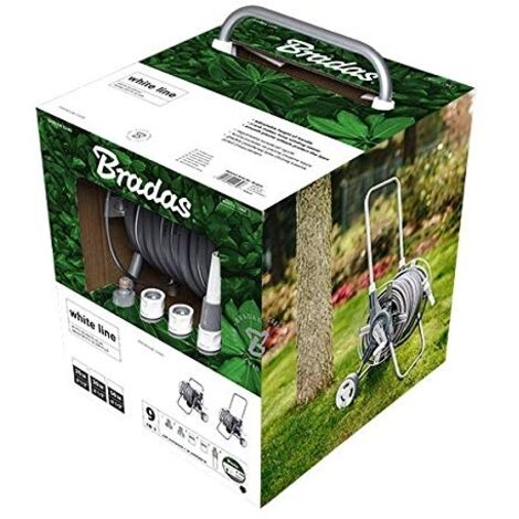 BRADAS 2419 WHITE SILVER PLUS DÉVIDOIR TUYAU D'ARROSAGE 50 M WL-W2B50