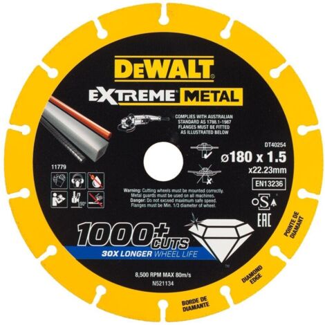 DeWALT Accessoires - Disque à tronçonner diamanté pour métal 180x22,2 mm DT40254
