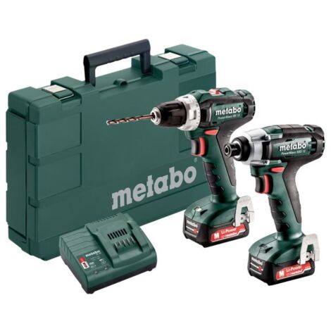 Metabo – Pack de 2 outils électroportatifs 12V – Perceuse-visseuse avec 2 batteries 2.0Ah – Visseuse à choc pour vissage rapide en série