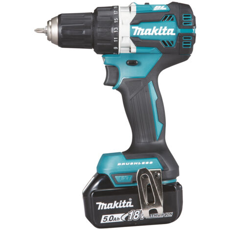 Makita – Perceuse-visseuse sans fil 18V DDF484RTE – 2 batteries 5.0Ah – Moteur Brushless – Couple 54Nm pour perçage bois et métal – Coffret de transport (1/6)