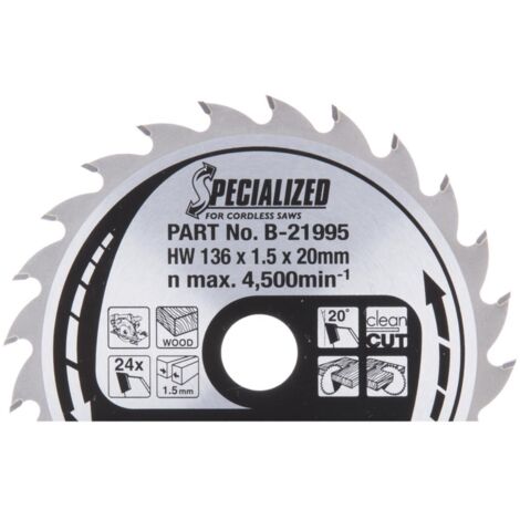 Makita B -21995 Lame de scie circulaire - Specialized - 136 x 20 - 24 dents - Bois (1/3)