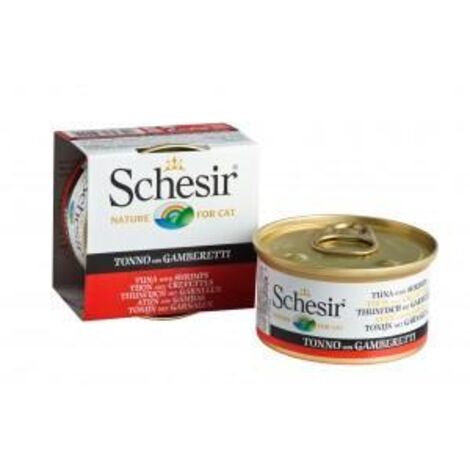 SCHESIR pour chats adultes Thon en gelée aux crevettes 85 g