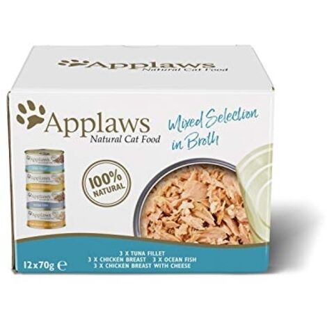 Applaws Multipack Boîtes en Bouillon Sélection Suprême - Aliment humide pour chats - 12 x 70 g (1/2)