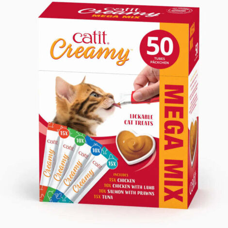 Catit Creamy Snacks Para Gatos Mix - 50 Tubos x 10 g