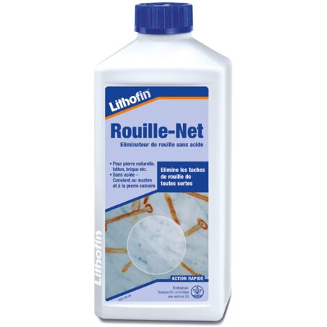 Lithofin – Nettoyant anti-rouille 500 ml – Élimine les taches sur pierres naturelles et artificielles – Formule concentrée pour usage professionnel - NET 500 ML