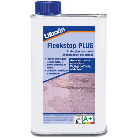 Lithofin Fleckstop Plus 250 ml – Anti-taches hydrofuge et oléofuge – Pour surfaces en bois, carrelage et pierre – Rehausseur de couleur