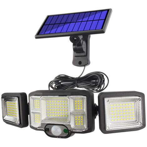 Applique murale solaire d'extérieur à 3 têtes, 192 LED, détecteur de mouvement, projecteur de sécurité, éclairage étanche IP65 [Classe énergétique A+++] (1/5)
