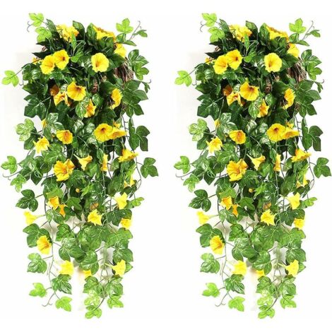 Dpzo – Fleurs artificielles pendantes 90 cm – Tissu de soie et plastique – Décoration intérieure et extérieure – Pour murs, balcons, mariages