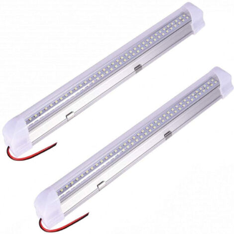 LED Néon - 72 LED pour l'Intérieur de Voiture - 12V - 5W - avec Interrupteur Marche/Arrêt - Pour Camion, Camping-Car, Bateau - 1 Bande, Blanc (Lot de 2) (1/5)