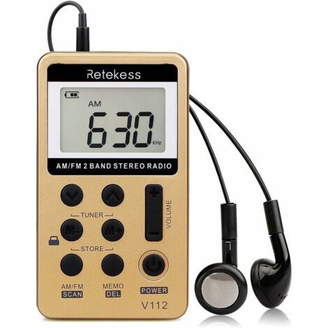 KZQ Mini Radio Portable, Radio FM AM Rechargeable, Baladeur, Minuterie de Sommeil, Prise Casque, d'Extérieur, de Sport, Cadeau de Noël