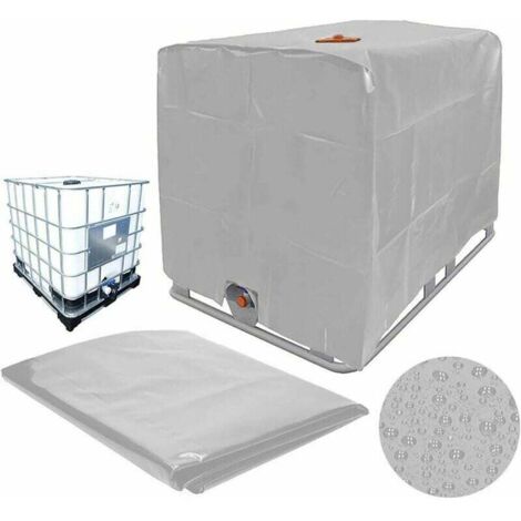 Housse de protection pour cuve IBC - Tissu Oxford 210D, imperméable, pour conteneur IBC 1000 L, dimensions 120 x 100 x 116 cm, gris (1/5)