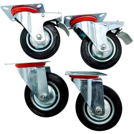 OSE – Lot de 4 roulettes pivotantes 100 mm – Charge maximale 60 kg – Corps polyamide – Bandage polyuréthane injecté