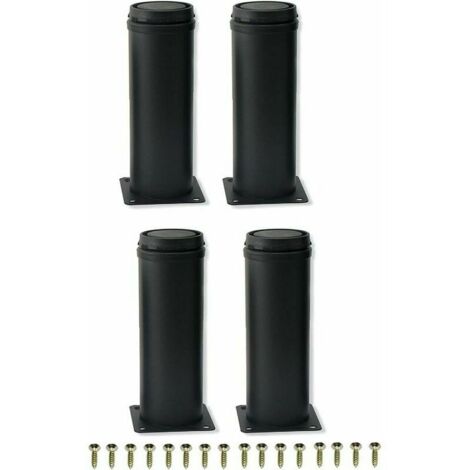XVX – Pieds de meuble réglables en acier inoxydable noir – Lot de 4 – Hauteur 15 cm – Installation rapide avec vis pré-percées (1/4)