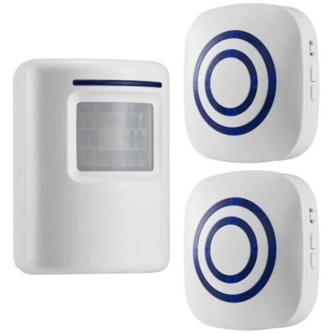 Sans fil Allée Alerte : détecteur de mouvement infrarouge de sonnette d'alarme Carillon avec 2 récepteur et 1 Sensor 38 Chime Tunes - indicateurs LED (1/5)