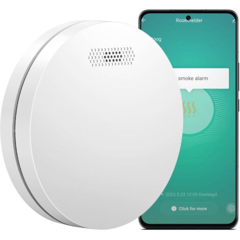 Détecteur de fumée Aroha Smart Connect & Link connectable et WiFi - Batterie 10 ans - Capteur de fumée connecte Tuya et Smartlife - Alarme incendie