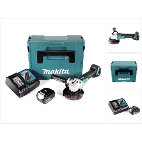 Makita – Meuleuse sans fil 18V Ø 125 mm – Moteur sans charbon – Vitesse 8500 tr/min – Avec batterie 3,0Ah et chargeur rapide – Technologie XPT