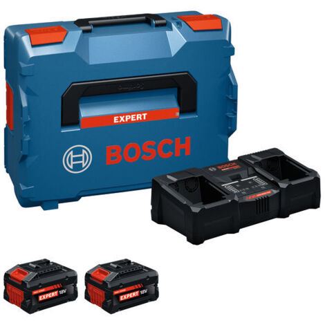Bosch – Kit de démarrage batterie 2x EXBA18V-80 – Chargeur EXAL18V2-320 – Autonomie jusqu'à 120 % – Puissance 2400 W – Charge rapide 39 min