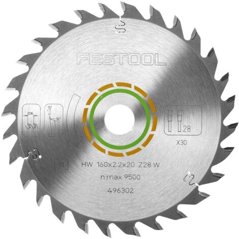 Festool – Lame de scie circulaire pour bois dur – Ø160 mm – 28 dents – Alésage 20 mm – Coupe nette sans éclat – 496302