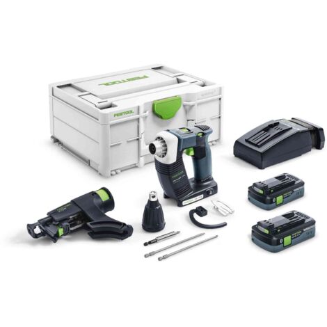 Festool – Visseuse à plaque de plâtre sans fil 18V avec 2 batteries 4.0Ah – Moteur EC-TEC sans charbons – Vissage rapide en série – 576502