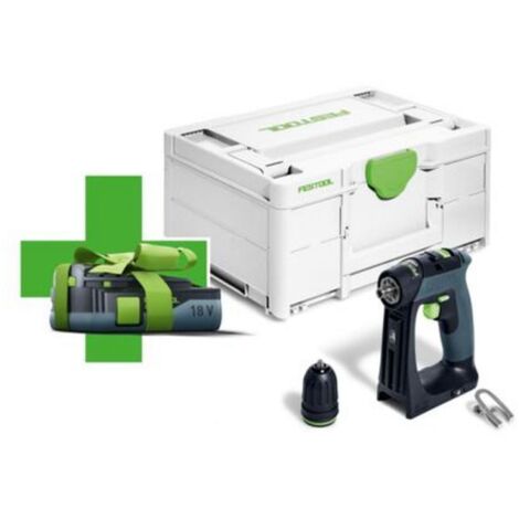 Festool – Perceuse-visseuse sans fil 18V – 3,0Ah Lithium – Moteur Brushless – Couple 40Nm pour acier – Coffret Systainer SYS3 M 187 - 18-Basic-3