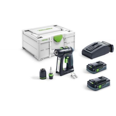 Festool – Perceuse-visseuse sans fil 18V avec 2 batteries 4.0Ah – Moteur EC-TEC sans charbons – Couple 45Nm pour perçage métal – Coffret Systainer