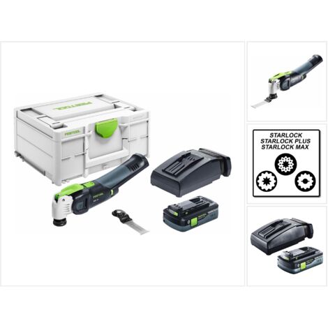 Festool – Outil oscillant sans fil 18V – Moteur EC-TEC sans charbons – Changement rapide StarlockMax – Pour coupes précises sur surfaces fragiles – 576595