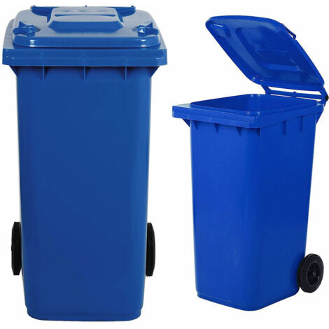 BIDONE RACCOLTA DIFFERENZIATA CARRELLATO 240LT BIANCO-VERDE-BLU-GIALLO-MARRONE, "Blu"