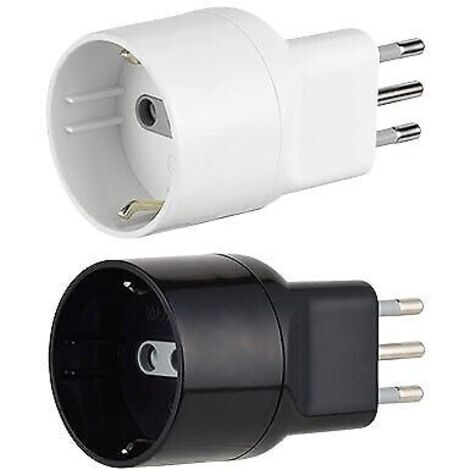 Adattatore disassata shuko 10a 2p+t - presa 10a 2p+t - col. nero
