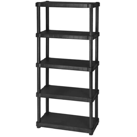 Scaffale in resina con 5 ripiani colore nero portata 250 kg misure 80x30x188H cm