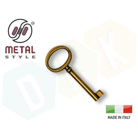 Chiave Antica Antichizzata Mobili Arte Povera Antichi Bronzata Mm.34 X 73 Ottone Metal Style