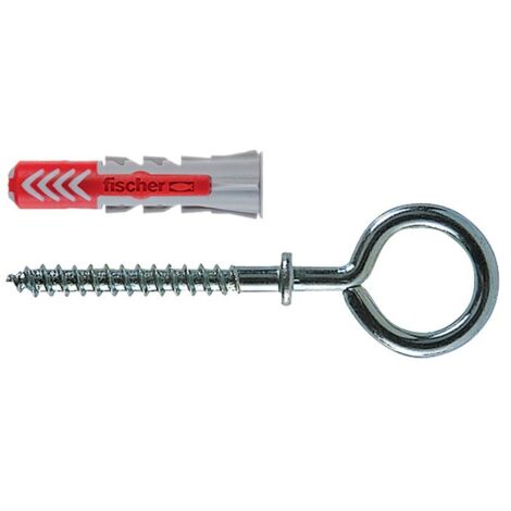 Fischer 541745 Tassello con Occhiolo Chiuso Duopower, Grigio/Rosso, 25 Pezzi