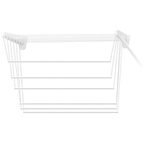 Framar Stendibiancheria Saliscendi da Parete e Soffitto Acciaio Bianco 50x120cm