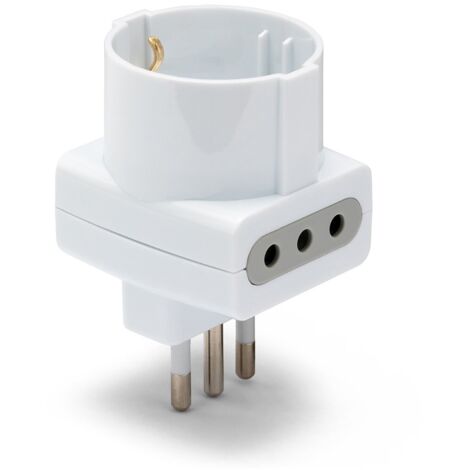 Adattatore triplo schuko/bivalente 10a 2p+t - presa 10a 2p+t - colore nero