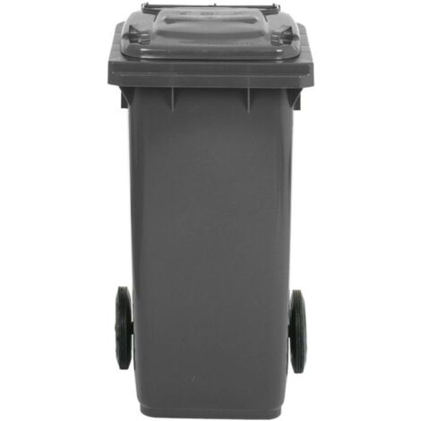 Bidone carrellato grigio pattumiera per raccolta differenziata rifiuti 120 Lt con ruote