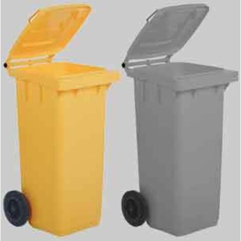 Bidone carrellato verde scuro pattumiera per raccolta differenziata rifiuti 120 Lt con ruote