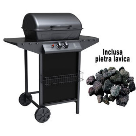 BARBECUE A GAS DUE FUOCHI 'MATERA' IDEAL STAR con 2,5kg di pietra lavica. Prezzo per Pezzo.