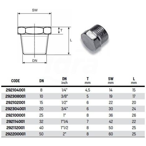 Tappo maschio testa esagonale zincato ø3/8"M 292308001