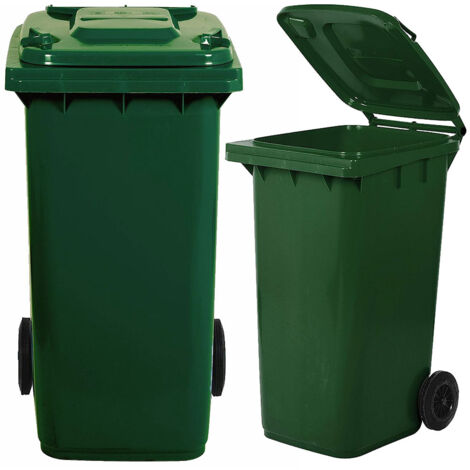 BIDONE RACCOLTA DIFFERENZIATA CARRELLATO 240LT BIANCO-VERDE-BLU-GIALLO-MARRONE, "Verde"