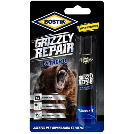 Adesivo universale "Grizzly repair estremo" forte per la riparazione di materiali trasparente 20 gr -6 pezzi