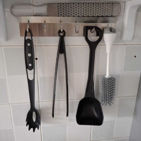 Porta mestoli cucina in Acciaio Inox - Porta Presine - Strofinacci - Fissaggio ADESIVO