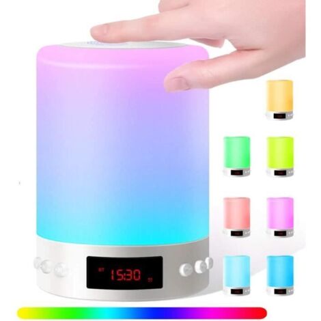 Leytn® Enceinte Bluetooth Lumineuse Haut-Parleur Bluetooth Portable sans Fil avec Lampe colorée Commande Tactile et Réveil (1/4)