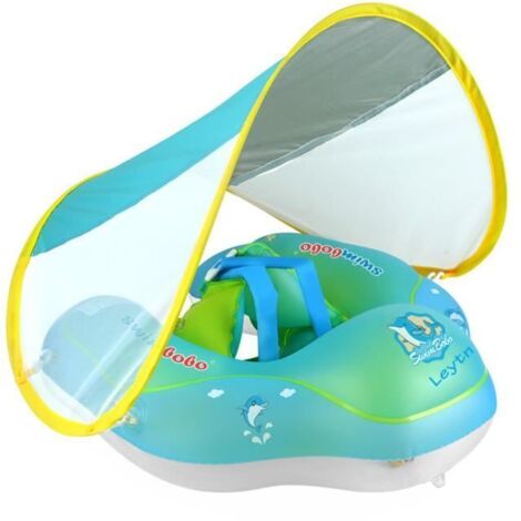 Bouée Bébé gonflable avec parasol - LEYTN - Leytn® - PVC - Bleu - Siège De Piscine - 6-36 Mois