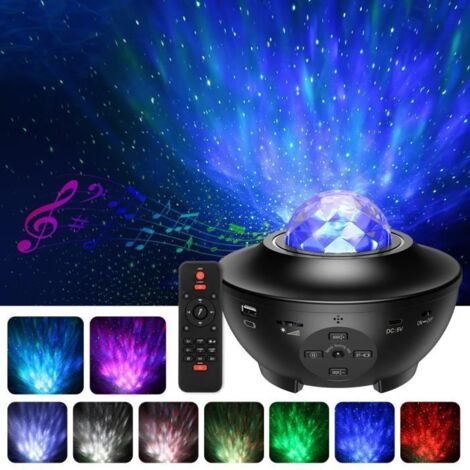 Veilleuse Projecteur Etoile, Projecteur Ciel Étoilé avec télécommande, Lecteur Musique, 10 couleurs + 3 dynamiques modes (1/4)