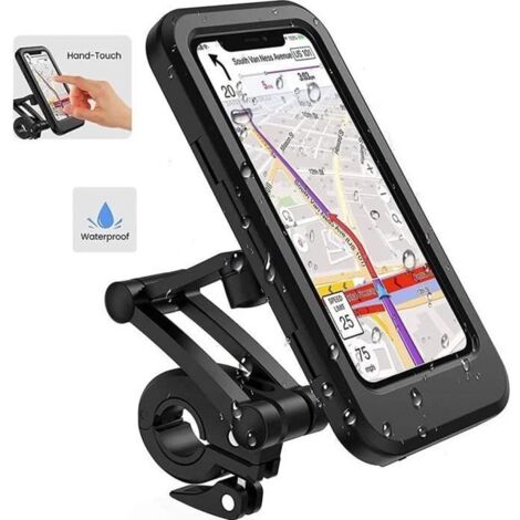 Support Téléphone Moto,Etanche Support Telephone Velo,360°Support Smartphone Moto Scooter avec Habillage Pluie Porte Téléphone