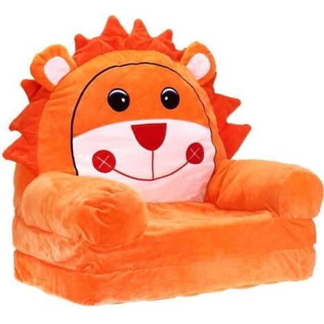 Canapé Pliant Bebe Enfant Sofa éponge - Mini Lit Chaise Jouet Dessin Animé Tabouret de Siège - Lion ORANGE Cadeau NOEL Anniversaire (1/4)