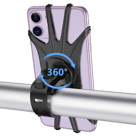 Support Téléphone Vélo, Universel Support Vélo du Guidon, Support Téléphone Moto 360° Rotation pour 4.5-7,0 Pouces Smartphones Noir (1/4)