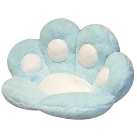 Galette de chaise 7060cm semi-fermé - Coussin de siège en forme de patte de chat mignon - Tapis de sol - Bleu (1/4)
