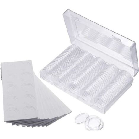 Boîte de Rangement de Pièce de Monnaie,100 Pieces Récipient en Plastique pour Capsules à Monnaie Collection de Pièces avec Boîte de (1/3)