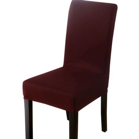 6 Pièces Housses de Chaises Extensibles Protection Revêtement pour Salle à Manger Couverture Chocolat (1/2)